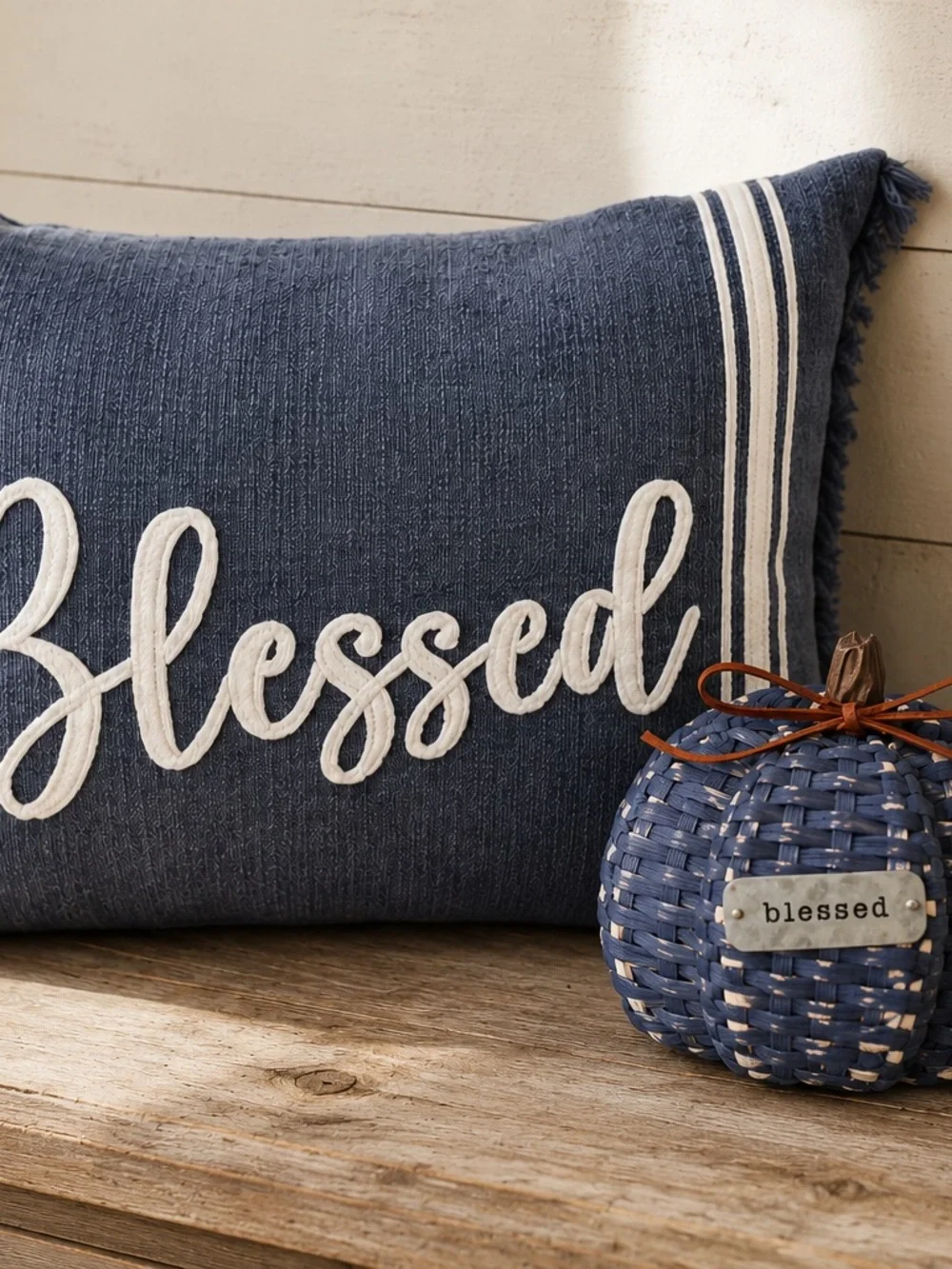 Farmhouse Fall Blue Decor pillow pumpkin set